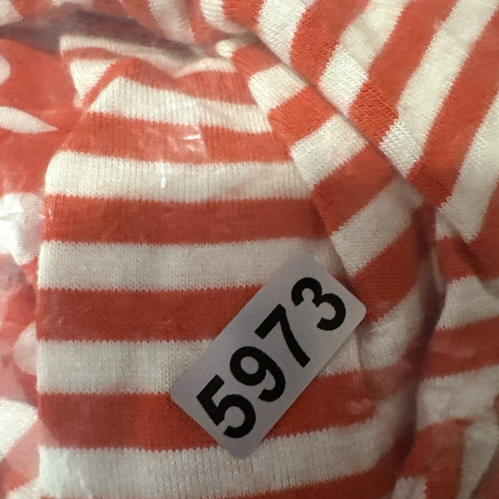 Ali Miles Top Shirt Womens Medium Orange White Stripe Polka dot Tunic Art Casual - Picture 12 of 12